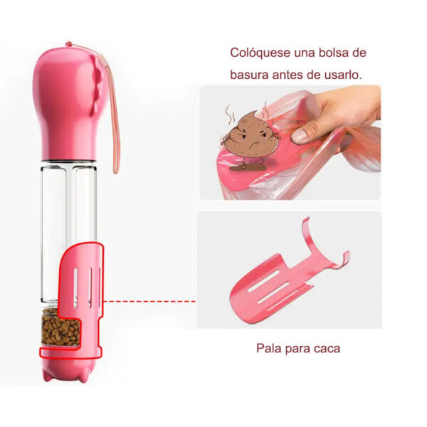 Botella Dispensador De Agua Y Comida Para Gato-Perro 4 En 1 ,500ml