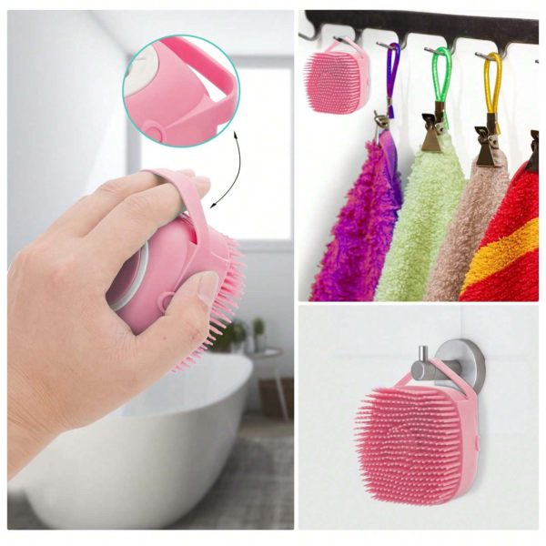 Cepillo De Baño Con Dispenser Para Shampoo Mascota Gato-Perro