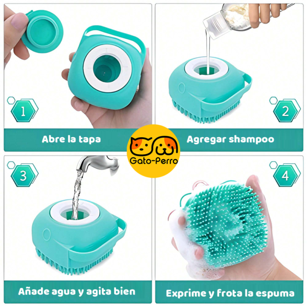 Cepillo De Baño Con Dispenser Para Shampoo Mascota Gato-Perro